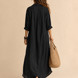 Soline | Maxi dress com botões e decote em V suave