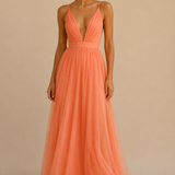 Ginevra | Koralowa sukienka maxi