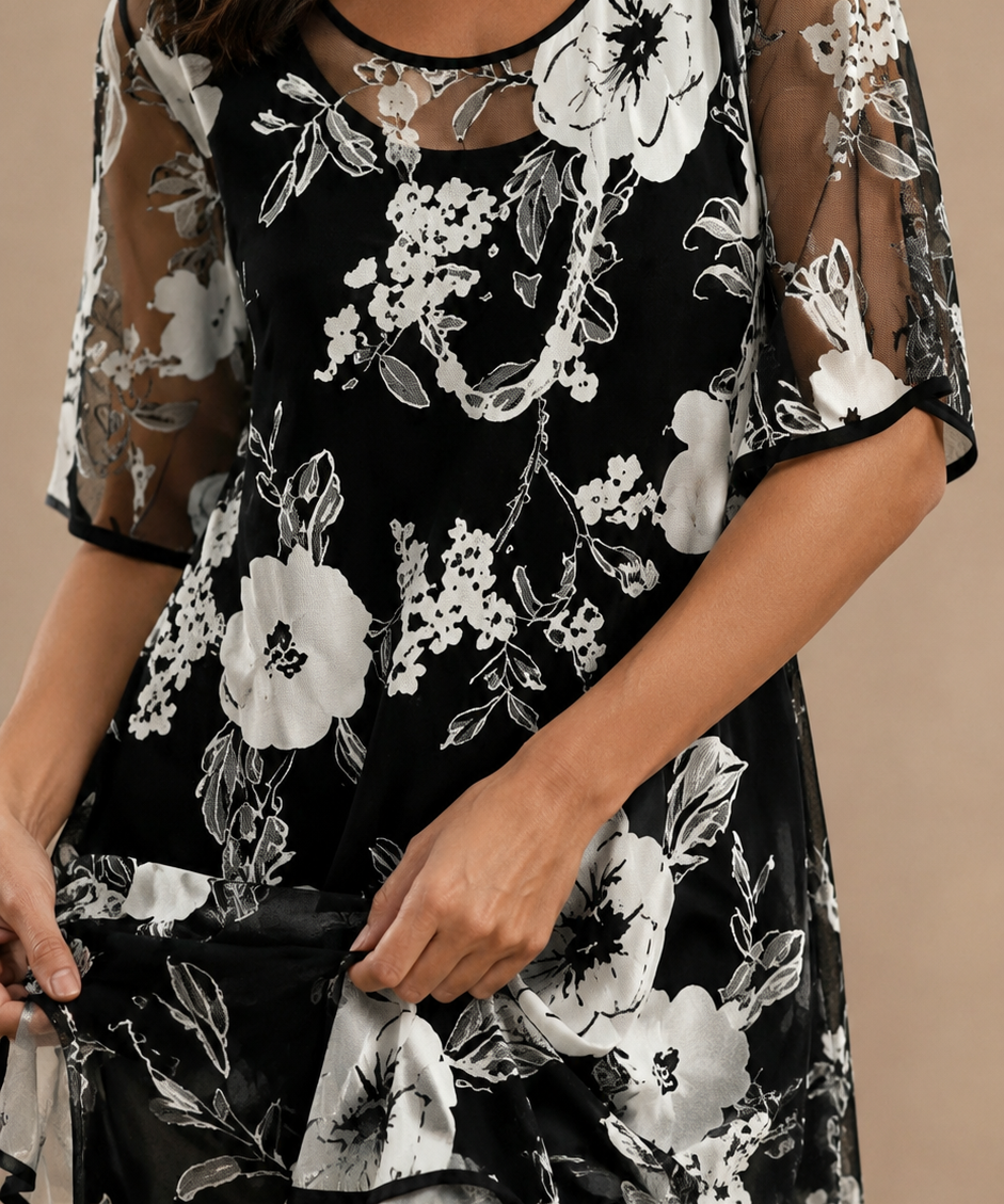 Elisa | Elegancka szyfonowa sukienka w kwiaty